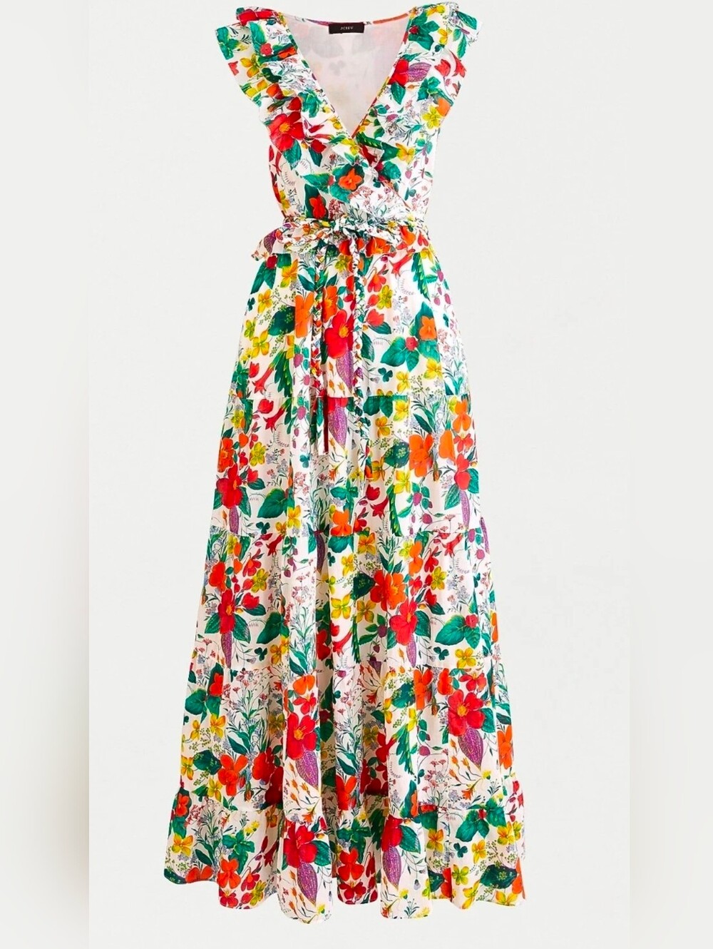 NWT J.Crew Ruffle-front Maxi in Ratti Island Botanical Print Cotton Dress 8 - Picture 4 of 7